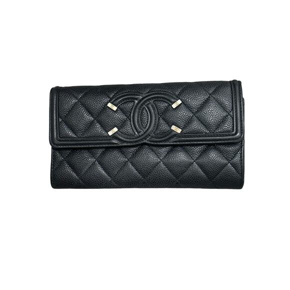Chanel Caviar Quilted Filigree Long Flap Wallet - Picture 1 of 7